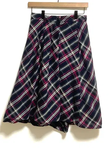 [ any SiS ] 플레어 스커트 체크 무늬 롱 스커트 허리 62~66