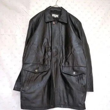 천연 가죽 양가죽 블랙 레더 자켓 남성용 하프 코트 LL 사이즈