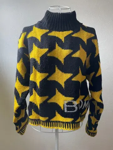 BOOM 니트 스웨터 노랑 블랙 프리 사이즈 여성용 이탈리아제