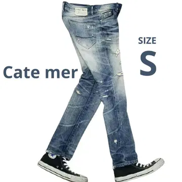 Cate mer 코트멜 S 데미지 에이징 가공 데님 슬림