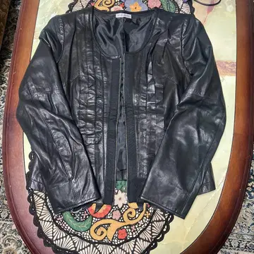 ville d'azur 블랙 가죽 자켓 40