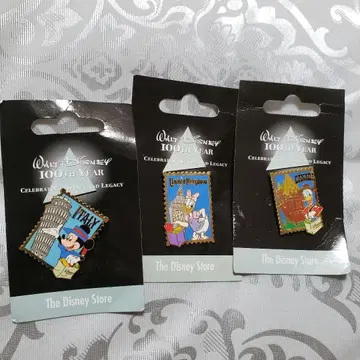 디즈니 스토어 100주년 기념 핀 배지 3종 세트