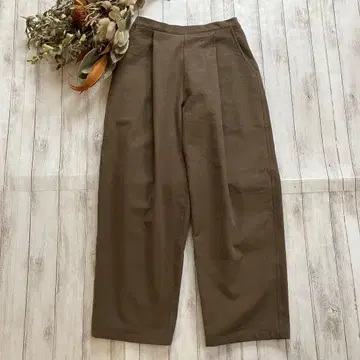 속기모 코튼 린넨 루즈핏 팬츠 [ 올리브 ]