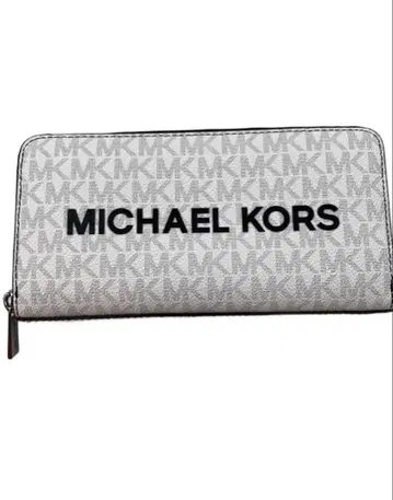 MICHAEL KORS MK 로고 장지갑 화이트/그레이