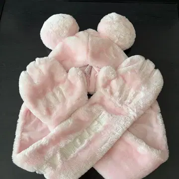 디즈니 팬캡 머플러 핑크 장갑 포함 미키