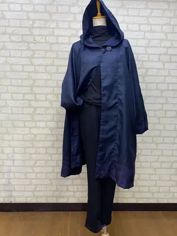 기모노 리메이크 패치워크 래글런 소매 후드 부착 루즈핏 코트