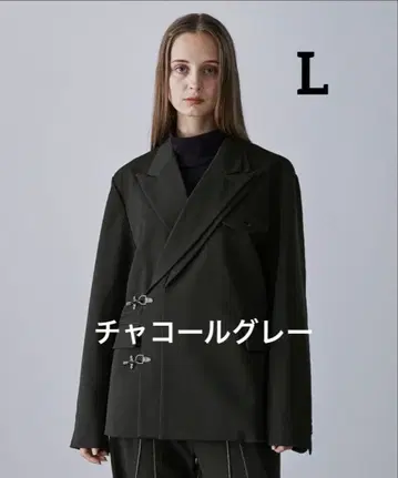 [ CLEL ] 프라임 TR 더블 라펠 테일러드 자켓 차콜 그레이 L