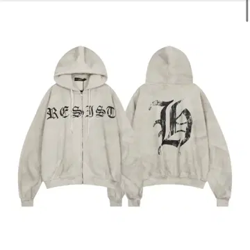 pctokyo 플락투르 페이드 지퍼 후드티 아우터 후드티 그레이