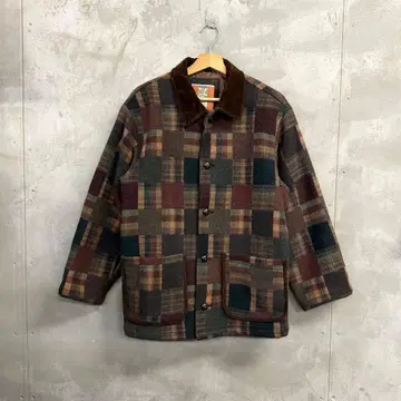 트레이 업 패치워크 울 자켓 싸개 버튼 트레이 업