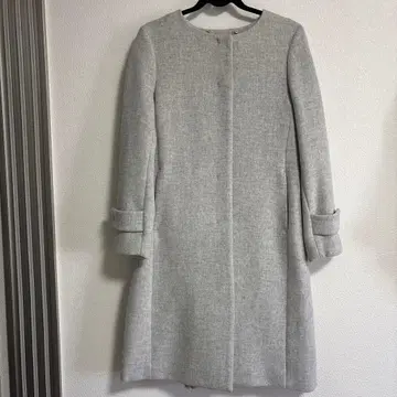 VIS 그레이 롱 코트 허리 리본 포함