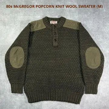 [ 새상품급 ] 80s 맥그리거 팝콘 스웨터 M 울 엘보 패치