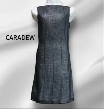 CARADEW 다크 그레이 슬리브리스 A라인 원피스