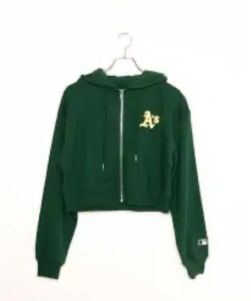 MLB A's 크롭 후드티 다크 그린