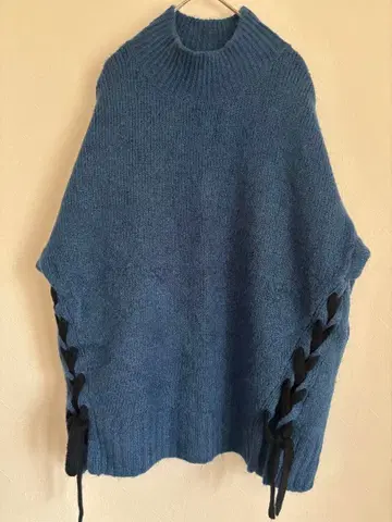 JEANASIS 터틀넥 스웨터 가로 리본 포함 양모 혼방 F 네이비 블랙