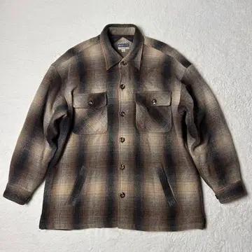 빈티지 옴브레 체크 셔츠 자켓 구제 의류 아메카지 섀도우 체크