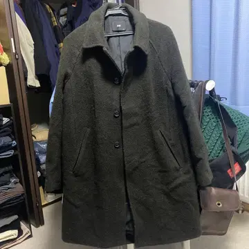 HARE 울 코트 짙은 녹색 남성용 코트