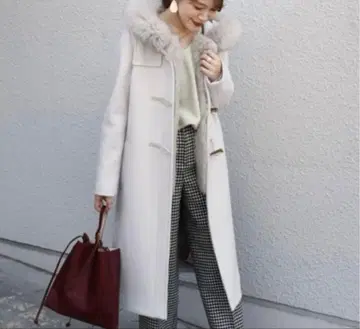 SHIPS for women 퍼 더플 코트 아이스 그레이 36