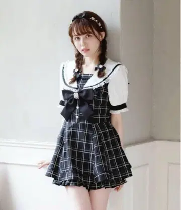 LIZLISA 세일러 체크 셋업 블랙체크