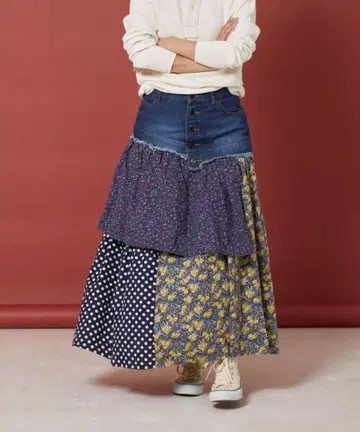 FREAKS STORE 프릭스스토어 데님 패치워크 스커트