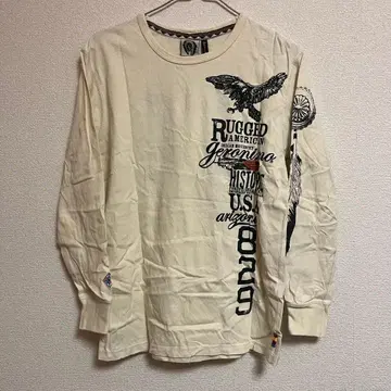 그래픽 프린트 긴팔 T셔츠 M 사이즈 크림색 헤이세이