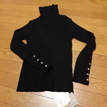 미사용 택 포함 nano universe 리브 하이넥 스웨터 M 블랙