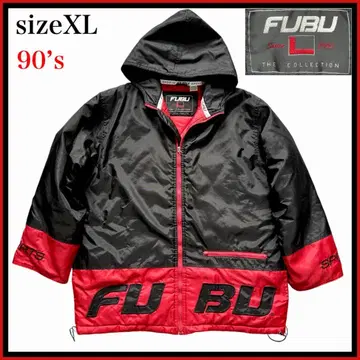 새상품급 90s FUBU 후부 두꺼운 원단 나일론 자켓 후디 로고 자수