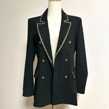 ZARA 자라 대비 트리밍 더블 브레스트 자켓 골드 버튼 M