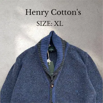 새상품 택 포함 [헨리코튼] 울 혼방 카라 부착 니트 가디건 네이비