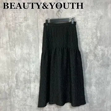 BEAUTY&YOUTH 자카드 개더 플레어 스커트 S