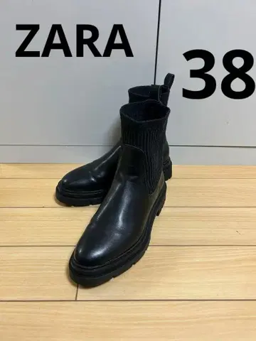 ZARA 트랙 밑창 플랫 숏 삭스 부츠