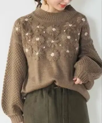 crisp 플라워 가든 니트 프리 사이즈 [브라운]