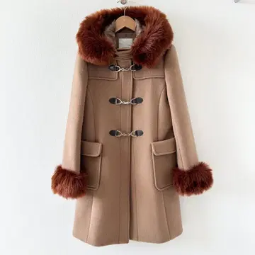 LOVELESS 라브레스 더플 코트 후드 퍼 카멜 36