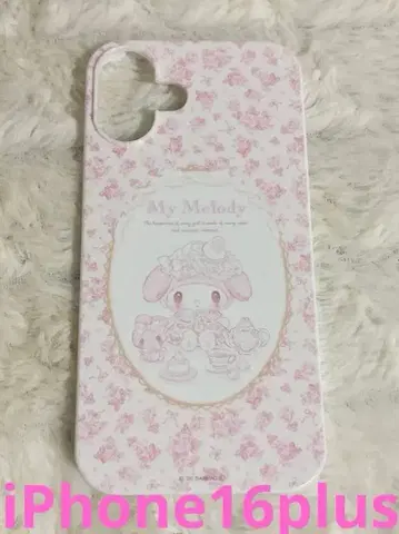 스마트폰 커버 iPhone16plus 마이멜로디 화이트 딸기