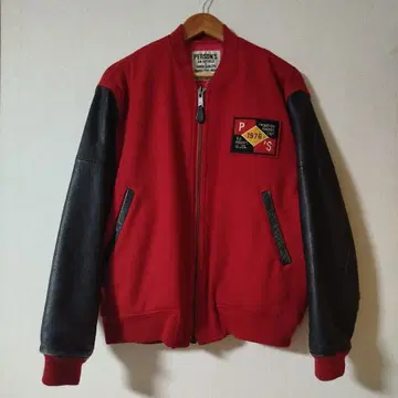 PERSON'S 바시티 자켓 소가죽 울 L 사이즈