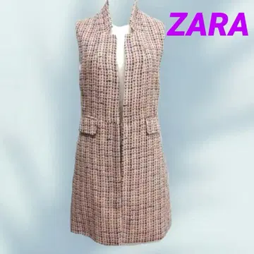 [택 포함 새상품] ZARA 핑크 트위드 베스트 M