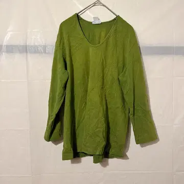 새상품급 BEARDORIA 그린 긴팔 T셔츠 [L] V넥 심플