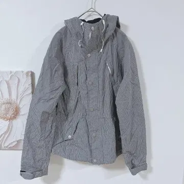 UNION STATION 마운틴 파카 아우터 화이트 블랙 체크 무늬 S