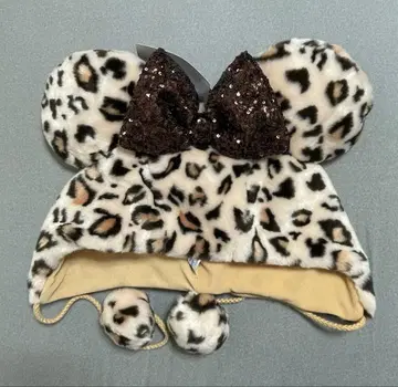 새상품 디즈니 미니 팬캡 레오파드 무늬 브라운