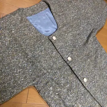 빈티지 울 기모노 코트 올리브 계열 트위드