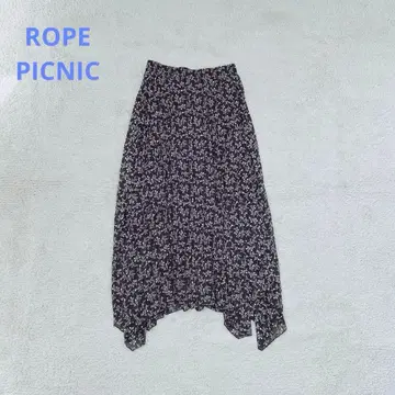 로페피크닉 플리츠 스커트 꽃무늬 롱 기장 어시멘틀리 자수 올 패턴
