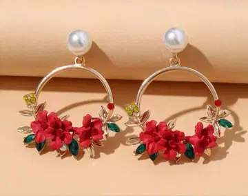 [미사용 새상품] 플라워 귀걸이 크리스마스 모테계