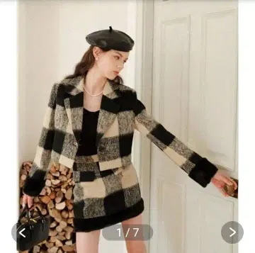 SHEIN 셋업 스커트 자켓 체크 Darich