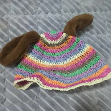 USJ 귀 달린 컬러풀 니트 모자