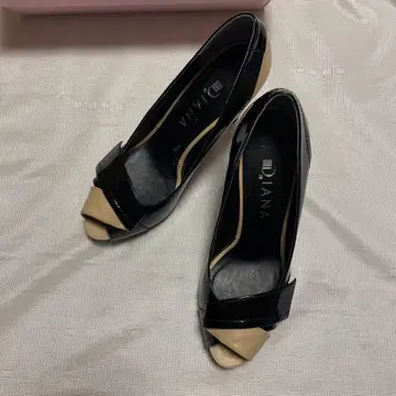 DIANA 오픈토 하이힐 블랙/베이지 박스 포함 새상품