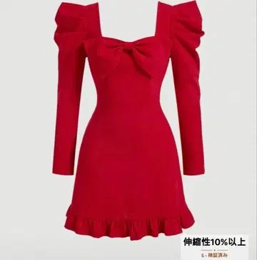 [미사용 새상품] 리본 프릴 미니 원피스 크리스마스 데이트