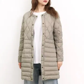 베이지 퀼팅 라이트 다운 자켓