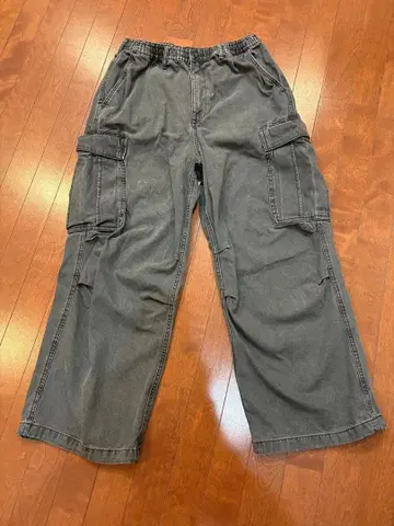 그레이 카고 팬츠 허리 밴딩