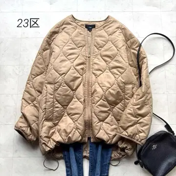 새상품급 23구 충전솜 퀼팅 숏 블루종 방한 카멜 아우터