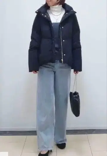 자유구 [새상품급] 얇은 스컬 데님 와이드 팬츠 44 워시드 블루