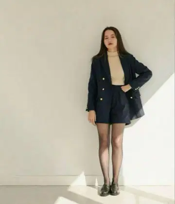 네이비 더블 브레스트 테일러드 자켓